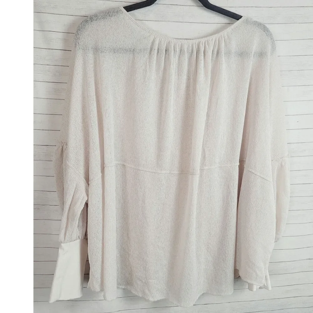FREE PEOPLE BALLOON SLEEVE GAUZY BOHO SHIRT, SZ SMALL